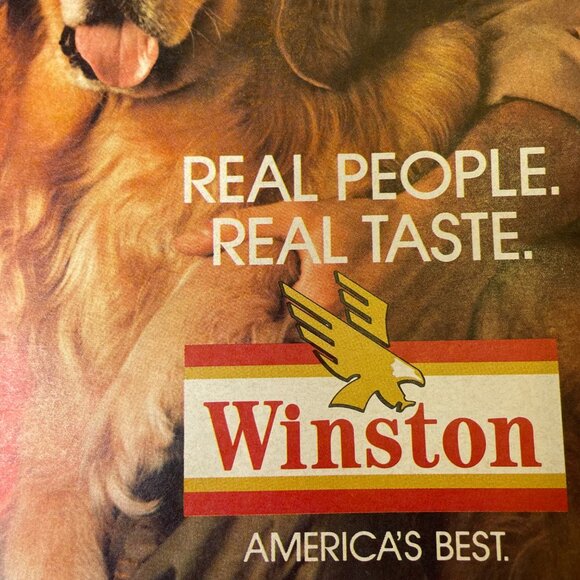 Winston Cigarette Advertisement 1988 Man Golden u Retriever RJ Reynolds Tobacco - Picture 3 of 4